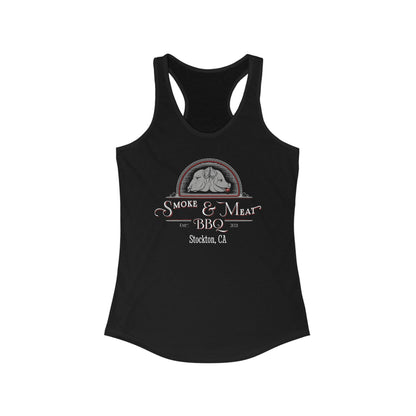 Women's Racerback Tank- Smoke & Meat BBQ Logo